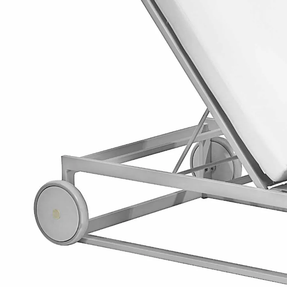 Garden Sun Lounger in Aluminium, Wheels and Reclining Backrest - Julie Viadurini