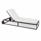 Garden Sun Lounger in Aluminium, Wheels and Reclining Backrest - Julie Viadurini