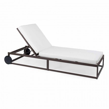 Garden Sun Lounger in Aluminium, Wheels and Reclining Backrest - Julie Viadurini