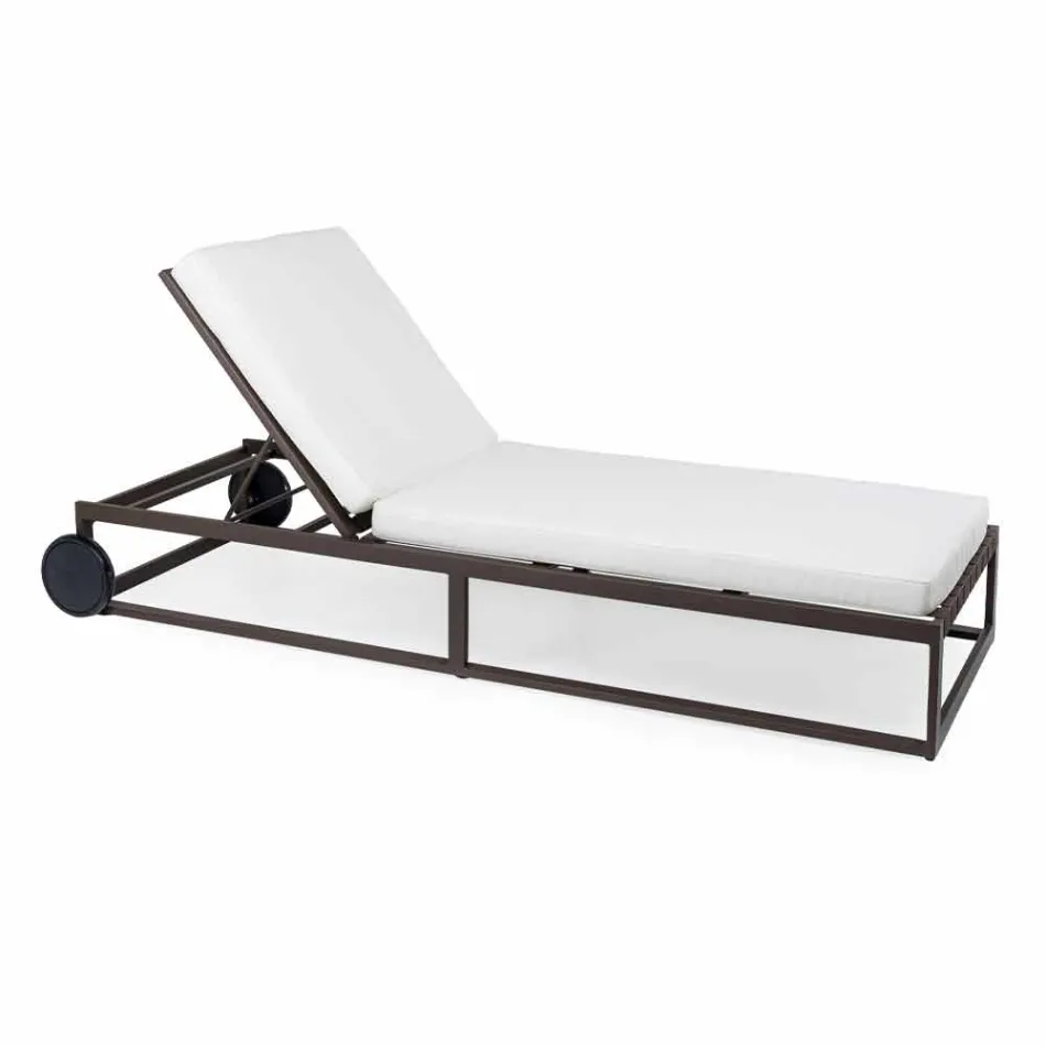 Garden Sun Lounger in Aluminium, Wheels and Reclining Backrest - Julie Viadurini