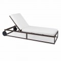 Garden Sun Lounger in Aluminium, Wheels and Reclining Backrest - Julie