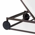Garden Sun Lounger in Aluminium, Wheels and Reclining Backrest - Julie Viadurini