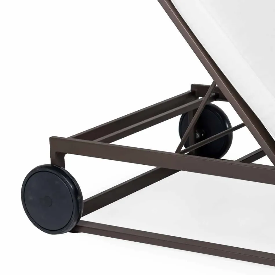 Garden Sun Lounger in Aluminium, Wheels and Reclining Backrest - Julie Viadurini