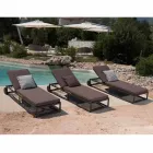 Garden Sun Lounger in Aluminium, Wheels and Reclining Backrest - Julie Viadurini