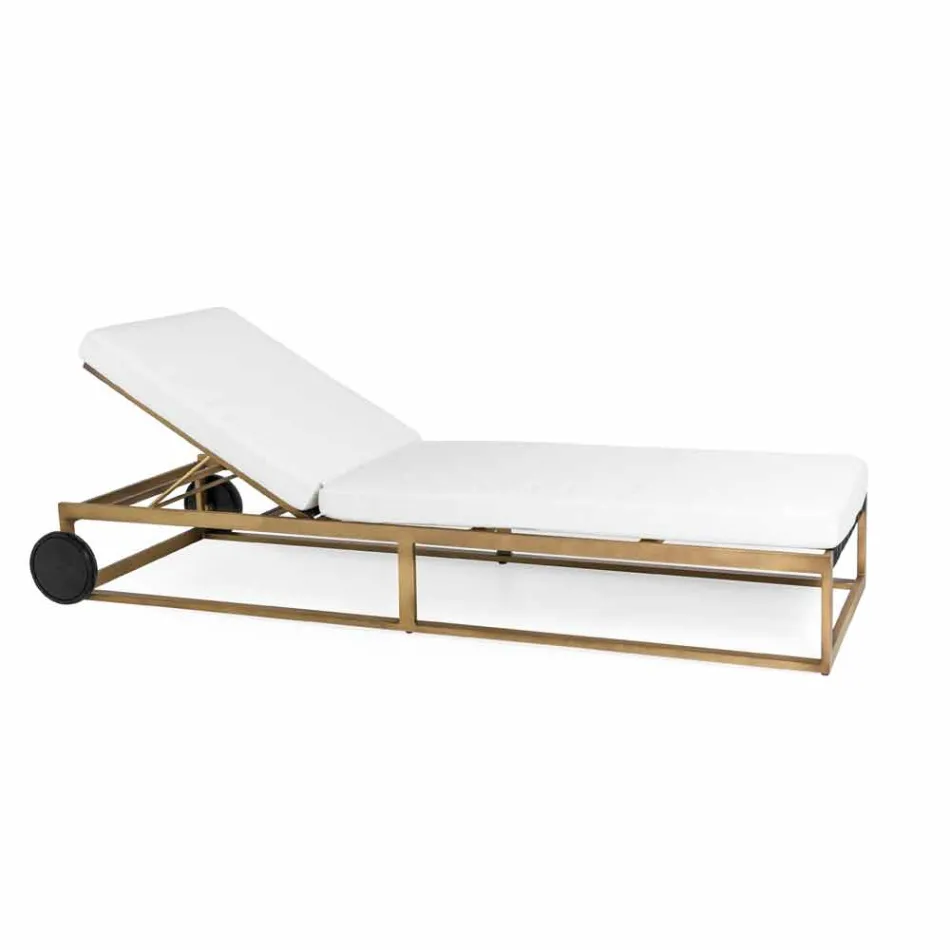 Garden Sun Lounger in Aluminium, Wheels and Reclining Backrest - Julie Viadurini