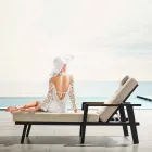 Aluminium Sunbed and Teak Armrests with Headrest - Moira Viadurini