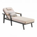 Aluminium Sunbed and Teak Armrests with Headrest - Moira