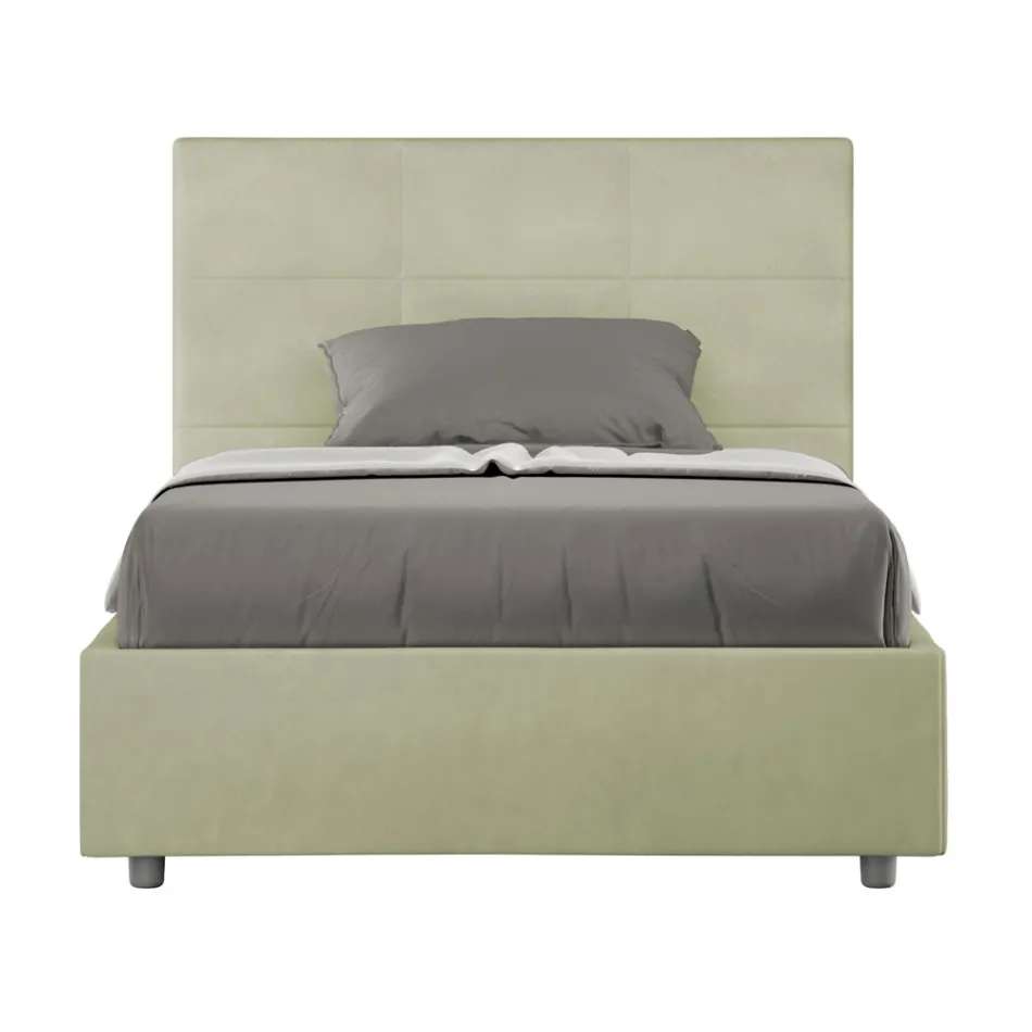 120x200 cm Bed with Rectangle Headboard in Microfiber Made in Italy - Brina Viadurini
