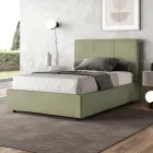 120x200 cm Bed with Rectangle Headboard in Microfiber Made in Italy - Brina Viadurini