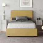 120x200 cm Bed with Rectangle Headboard in Microfiber Made in Italy - Brina Viadurini