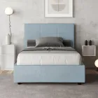 120x200 cm Bed with Rectangle Headboard in Microfiber Made in Italy - Brina Viadurini