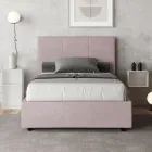 120x200 cm Bed with Rectangle Headboard in Microfiber Made in Italy - Brina Viadurini