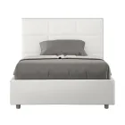 120x200 cm Bed with Rectangle Headboard in Faux Leather Made in Italy - Brina Viadurini