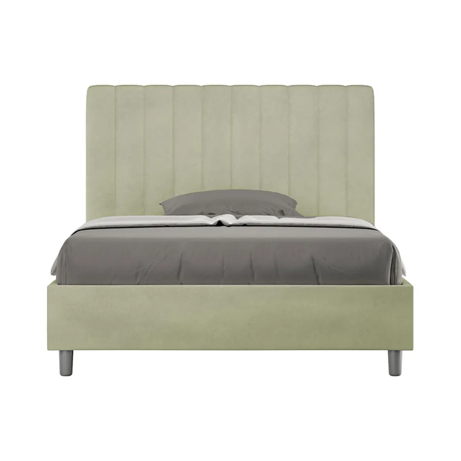 120x200 cm Microfiber Bed with Symmetrical Vertical Lines Made in Italy - Glove Viadurini