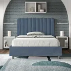 120x200 cm Microfiber Bed with Symmetrical Vertical Lines Made in Italy - Glove Viadurini