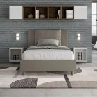 120x200 cm Bed with Headboard and Faux Leather Cushions Made in Italy - Olimpiadi Viadurini