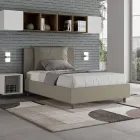 120x200 cm Bed with Headboard and Faux Leather Cushions Made in Italy - Olimpiadi Viadurini