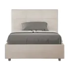 140x200 cm Bed with Rectangle Headboard in Microfiber Made in Italy - Brina Viadurini