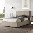 140x200 cm Bed with Rectangle Headboard in Microfiber Made in Italy - Brina Viadurini