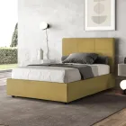140x200 cm Bed with Rectangle Headboard in Microfiber Made in Italy - Brina Viadurini