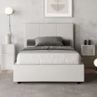 140x200 cm Bed with Rectangle Headboard in Faux Leather Made in Italy - Brina Viadurini