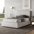 140x200 cm Bed with Rectangle Headboard in Faux Leather Made in Italy - Brina
