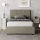 140x200 cm Bed with Rectangle Headboard in Faux Leather Made in Italy - Brina Viadurini