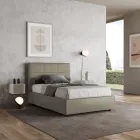 140x200 cm Bed with Rectangle Headboard in Faux Leather Made in Italy - Brina Viadurini