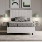 140x200 cm bed with headboard decorated with vertical lines, Made in Italy - Pattini Viadurini