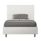 140x200 cm bed with headboard decorated with vertical lines, Made in Italy - Pattini Viadurini