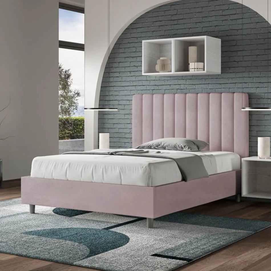 140x200 cm Microfiber Bed with Symmetrical Vertical Lines Made in Italy - Glove Viadurini