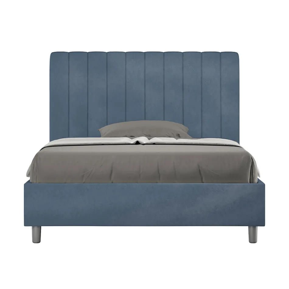 140x200 cm Microfiber Bed with Symmetrical Vertical Lines Made in Italy - Glove Viadurini