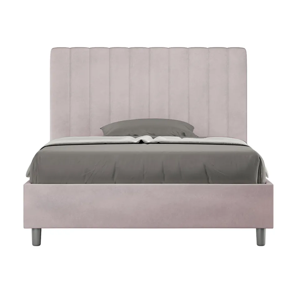 140x200 cm Microfiber Bed with Symmetrical Vertical Lines Made in Italy - Glove Viadurini