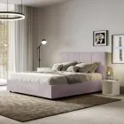 160x200 cm Bed with Rectangle Headboard in Microfiber Made in Italy - Brina Viadurini