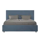 160x200 cm Bed with Rectangle Headboard in Microfiber Made in Italy - Brina Viadurini