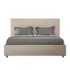 160x200 cm Bed with Rectangle Headboard in Faux Leather Made in Italy - Brina Viadurini