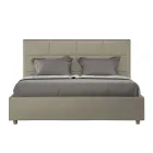 160x200 cm Bed with Rectangle Headboard in Faux Leather Made in Italy - Brina Viadurini