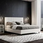 160x200 cm Bed with Headboard Decorated with Vertical Lines Made in Italy - Pattini Viadurini