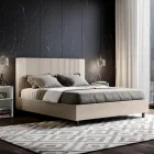 160x200 cm Bed with Headboard Decorated with Vertical Lines Made in Italy - Pattini Viadurini