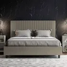 160x200 cm Bed with Headboard Decorated with Vertical Lines Made in Italy - Pattini Viadurini