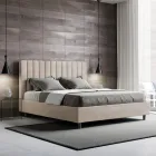 160x200 cm Microfiber Bed with Symmetrical Vertical Lines Made in Italy - Glove Viadurini