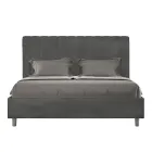 160x200 cm Microfiber Bed with Symmetrical Vertical Lines Made in Italy - Glove Viadurini