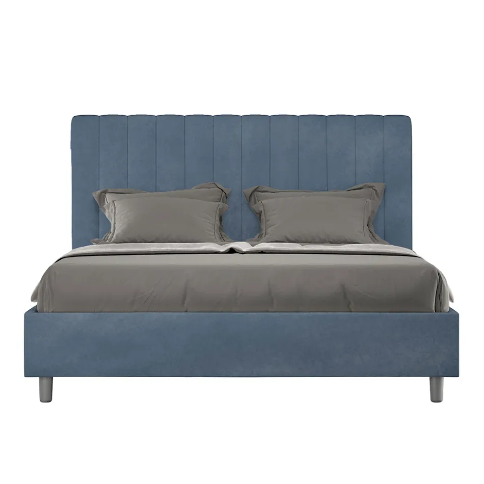 160x200 cm Microfiber Bed with Symmetrical Vertical Lines Made in Italy - Glove Viadurini