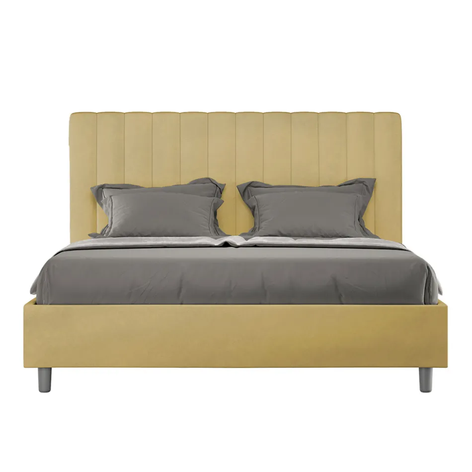 160x200 cm Microfiber Bed with Symmetrical Vertical Lines Made in Italy - Glove Viadurini