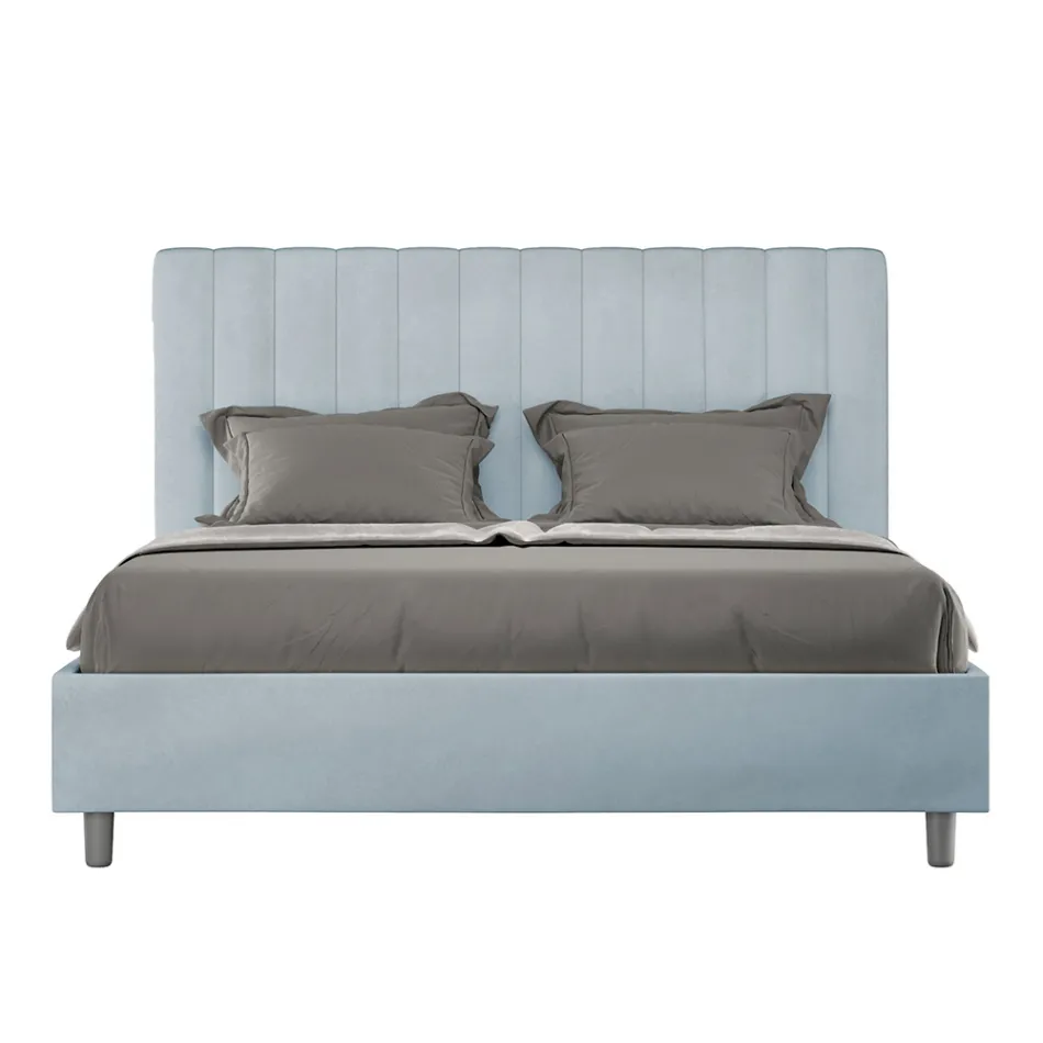 160x200 cm Microfiber Bed with Symmetrical Vertical Lines Made in Italy - Glove Viadurini