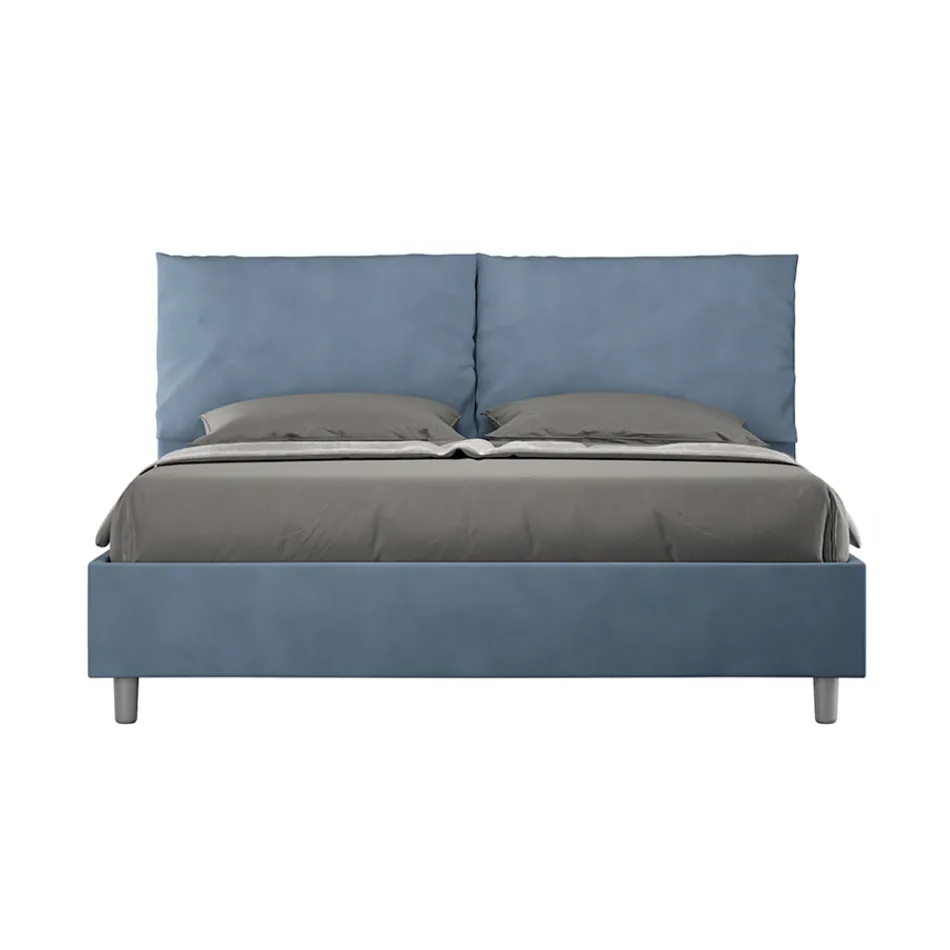 160x200 cm Bed Headboard with Microfiber Cushions Made in Italy - Olympics Viadurini