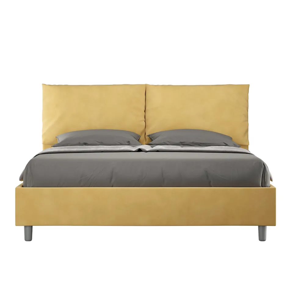 160x200 cm Bed Headboard with Microfiber Cushions Made in Italy - Olympics Viadurini