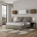 160x200 cm Bed with Headboard and Faux Leather Cushions Made in Italy - Olympics