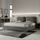 190x200 cm Bed Headboard with Microfiber Cushions Made in Italy - Olympics Viadurini