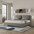 200x200 cm Bed with Headboard and Faux Leather Cushions Made in Italy - Olimpiadi